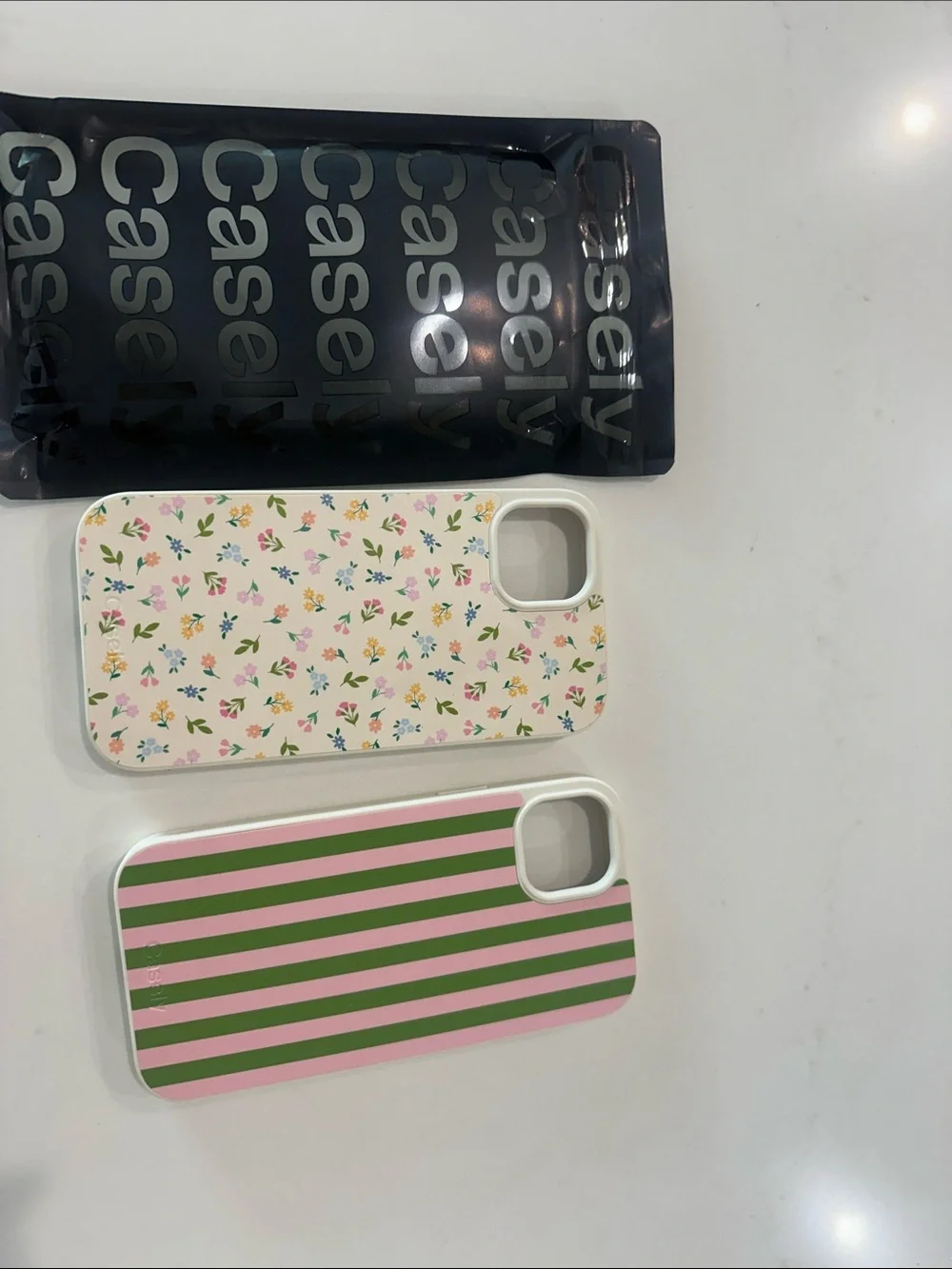 Casetify Pink & Olive Stripe + Cream Floral iPhone Case Duo iPhone 14 Plus